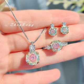 Châu Âu Mỹ ins Phong Cách Mới Hình Bát Giác Hoa Hồng Cắt Nhiều Màu Sắc Kho Báu Phù Hợp Với Nữ