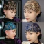 Mũ Bonnet EBINLANDS, Vỏ Thêu Hoa Khăn Trùm Đầu Tóc Trắng, Full Cover Co Giãn Thoáng Khí Mũ Trùm Đầu Mùa Hè