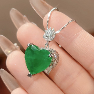 Châu Âu Mỹ ins Phong Cách Mới Ngọc Lục Bảo Hình Trái Tim Trang Sức Phù Hợp Với Nữ