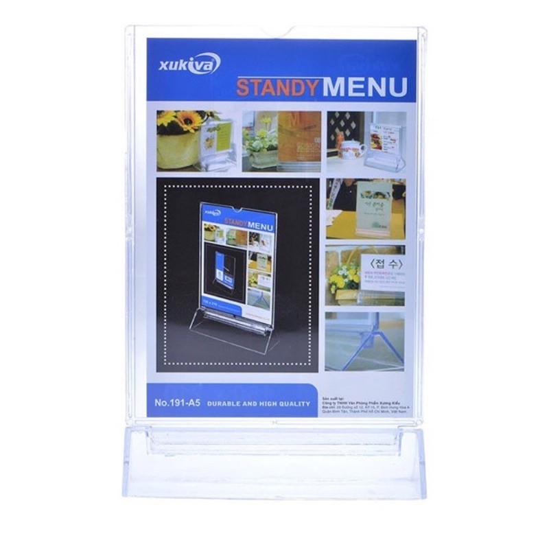 Standy Menu Xukiva, stand card, tentcard bảng thông tin, quét mã QR code đủ cỡ.