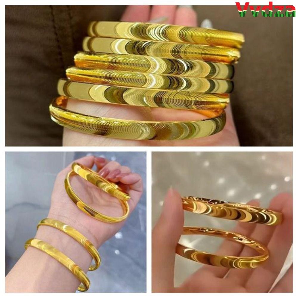 Vòng tay mắt mèo VVDZA, Vòng tay vàng bằng đồng đơn giản, Phụ kiện trang sức thời trang được cá nhân hóa