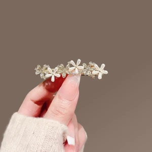 MAUROPOLI [Sẵn sàng] Kẹp mỏ vịt hoa ngọc trai tinh tế kiểu Pháp Kẹp tóc siêu cổ tích Kẹp tóc bên cao cấp Kẹp tóc gãy
