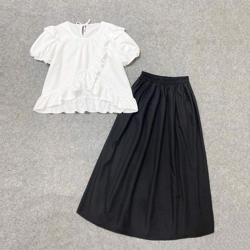 Set Áo Váy Bigsize 60-95kg Áo Babydoll Vạt Chéo Phối Chân Váy Dài Nàng Thơ Cho Nữ CÓ LẺ ÁO VÁY SM277- CV15