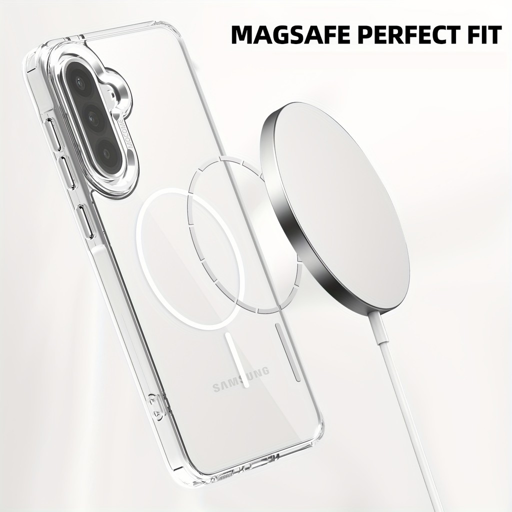 Ốp Điện Thoại Acrylic Cứng Không Vàng Nhẫn Từ Tính Mỏng Cho Samsung A56 A55 A36 A35 A26 A16 A15 S25 S24 S23 Ultra Plus Vỏ Chống Sốc