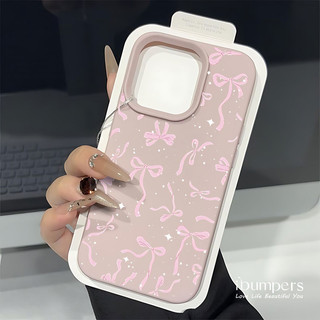 ibumpers Ốp Điện Thoại iPhone Họa Tiết Nơ Màu Hồng Tinh Tế Cho IPhone 16 15 14 12 13 11 Pro Max IP 7 8 Plus X XS XR Ốp Lưng Mỏng Silicon Mềm Da Họa Tiết