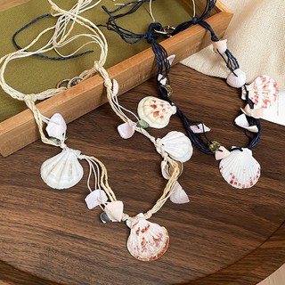 Bohemia dệt tay Rafia vỏ vòng cổ bên bờ biển phong cách kỳ nghỉ chuỗi xương đòn vòng cổ thời trang nữ