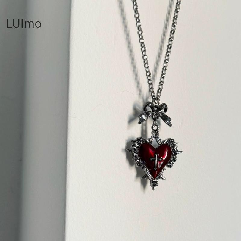 LUImo Y2k Nơ Chữ Thập Trái Tim Vòng Cổ Cho Bé Gái Gothic Trang Sức Vintage Phụ Kiện Hoa Hồng Goth Vòng Cổ Dây Xích Dành Cho Nữ Người Punk Vòng Cổ SBS