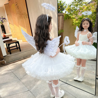 Trang Phục Bé Gái Cô Gái Trắng Đôi Cánh Thiên Thần Đầm Bé Gái Đầm Công Chúa Trẻ Em Trình Diễn Đầm Mùa Hè