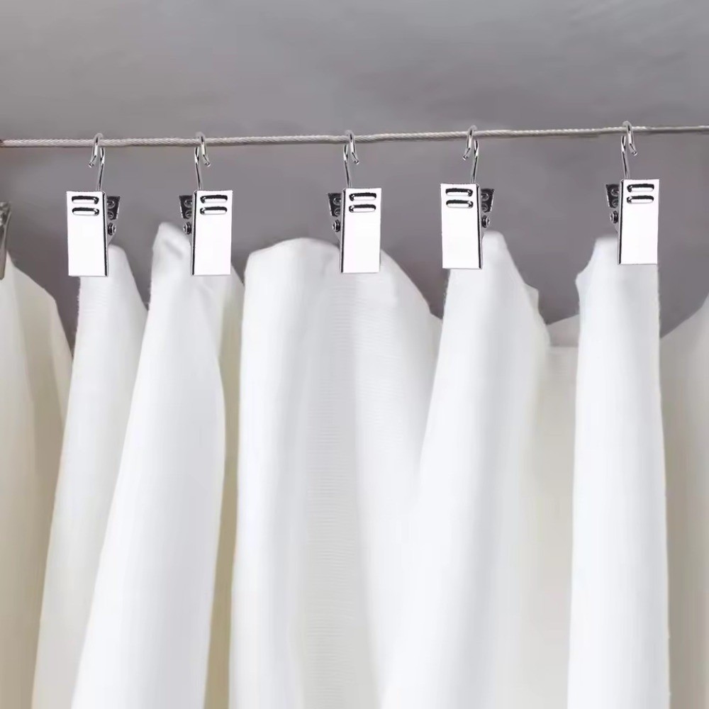 Kẹp thép không gỉ bền 5 gói - Dụng cụ sắp xếp tại nhà đa chức năng cho rèm / tất / khăn, tay cầm chống trượt & lắp đặt dễ dàng