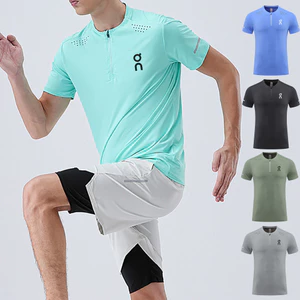 Áo sơ mi ngắn tay chạy bộ nửa dây kéo thể thao khô nhanh Ice Silk