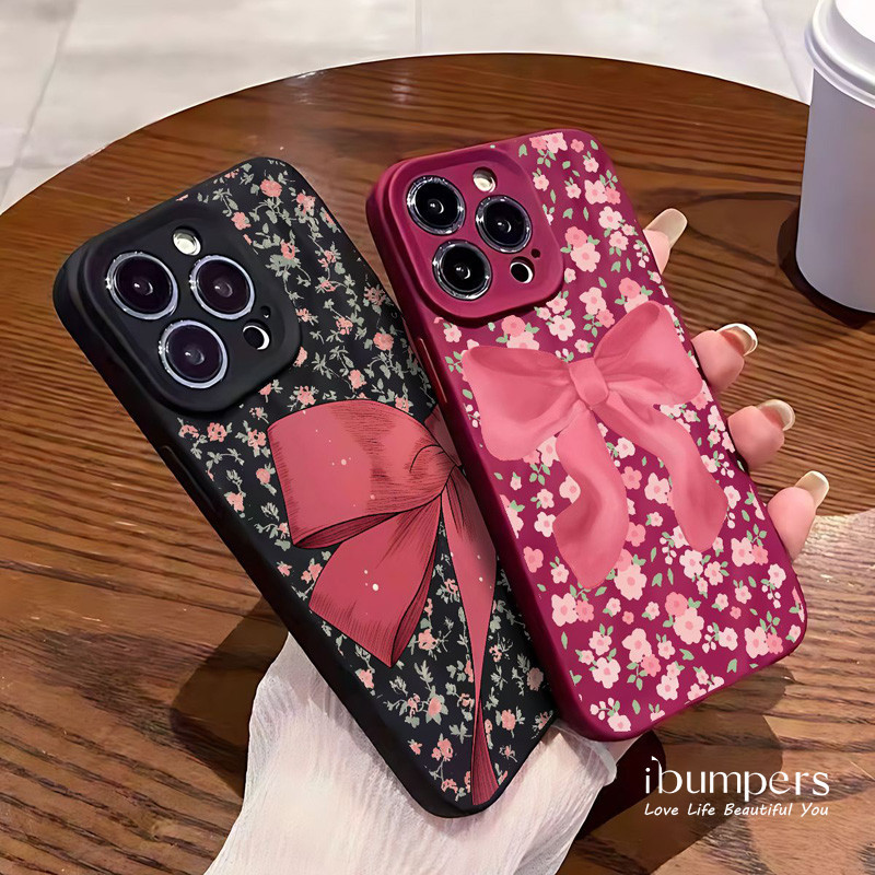ibumpers Ốp Điện Thoại iPhone Thẩm Mỹ Họa Tiết Nơ Hoa Đẹp Cho IPhone 16 15 14 12 13 11 Pro Max IP 7 8 Plus X XS XR Xếp Ly Ốp Lưng Silicon Mềm Chống Sốc