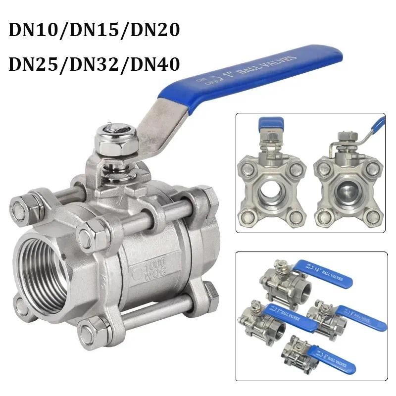 304 Thép Không Gỉ Ba Mảnh Van Bi 1 / 2 3 / 4 Vít Chủ Đề Bên Trong Ống Nước Hàn Van Công Tắc DN20 25 32 65 80