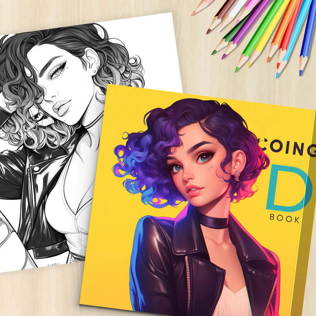 Sách tô màu phong cách thời trang - Tóc dài, Phong cách tuổi teen, Mẫu phong cách thời trang, Một cu