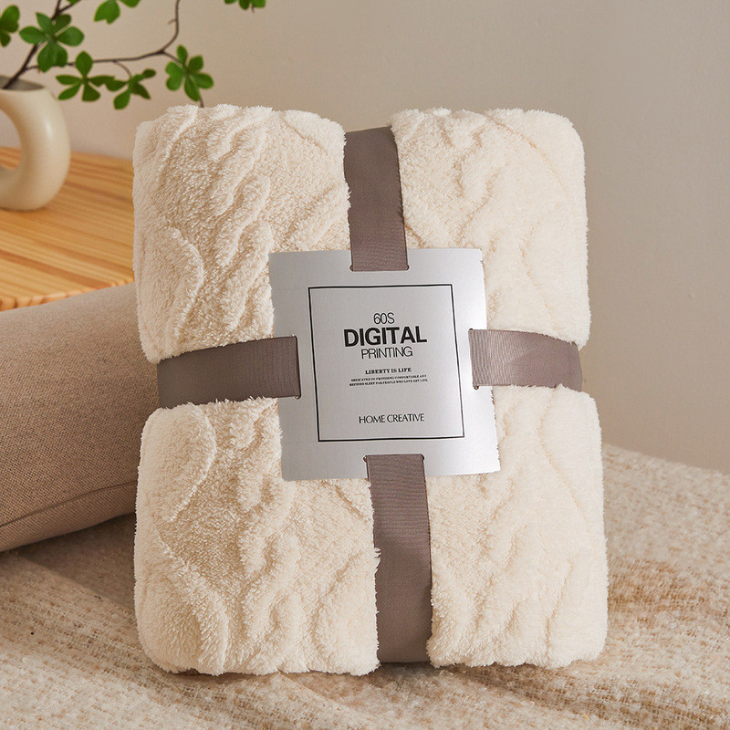 San Hô Lông Cừu Flannel Chăn Cho Giường Màu Trơn Xuân Đông Mềm Mại Ấm Áp Khăn Trải Giường Sofa Tafurong Sang Trọng Kẻ Sọc Chăn