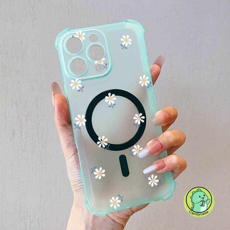 Ốp Điện Thoại Sương Tuyết Từ Tính Cho Samsung Galaxy S25 Edge S24 S23 S22 Plus Ultra S21 FE 5G 4G Matte Cover Hoạt Hình Dễ Thương Hoa Mềm AirBag Vỏ Chống Sốc