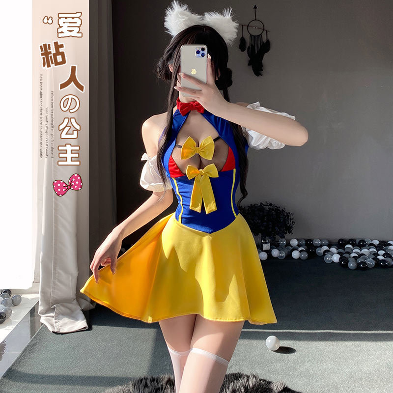 Đồ lót sexy cosplay Passion Bạch Tuyết phong cách mong muốn thuần khiết, một mảnh khoét ngực, đồng phục hầu gái nổi tiếng trên internet