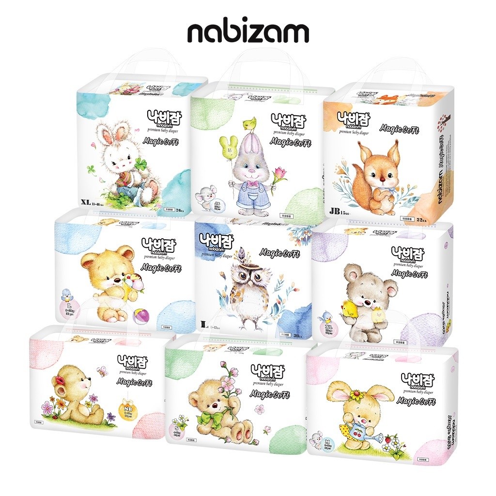 Ảnh Combo 4 Bịch Tã/Bỉm Cho Bé NABIZAM Êm Mỏng Chống Hăm Đủ Size Cho Bé Từ 3kg Đến 25kg, 20-50 Miếng/Bịch 3