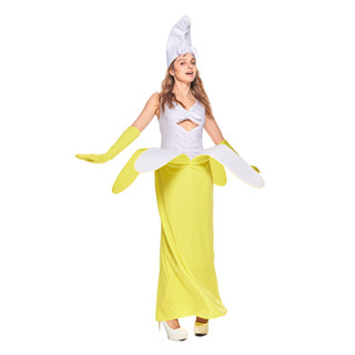 Trang phục Halloween trái cây màu vàng với hiệu ứng đặc biệt, phù hợp cho các buổi tiệc và lễ hội