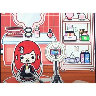Đô chơi giấy, đồ chơi thủ công Ngôi nhà táo đỏ toca boca búp bê giấy cady home paper