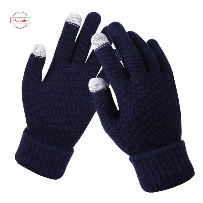 Parade Mùa Đông Găng Tay Màn Hình Cảm Ứng Nam Nữ Ấm Áp Co Giãn Đan Găng Tay Giả Len Full Ngón Tay Guantes Móc Luvas Găng Tay Làm Dày VN