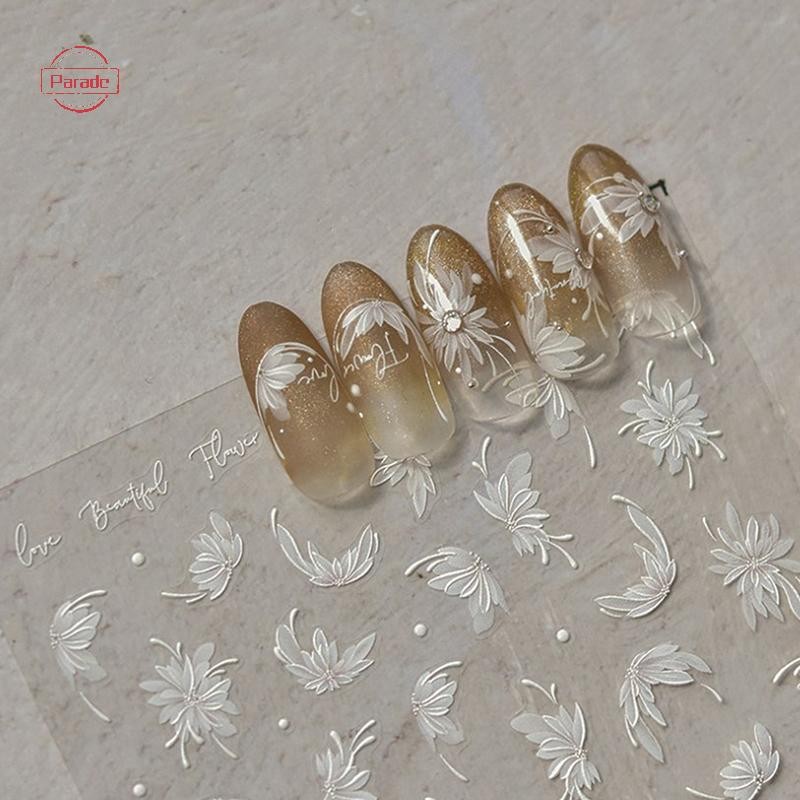 Parade Dainty Dahlia Hình Miếng Dán Móng Tay Lập Thể Giảm Móng Tay Decal Trang Trí DIY Tăng Cường Keo Dán VN