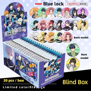Blue Lock Blind Box 75mm Laser PET Flash Huy hiệu Chân 20 gói