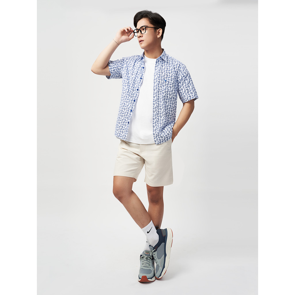 Sơmi ngắn tay lai ngang VIETTIEN SMART CASUAL vải sợi hoa hồng phom regular VT00000216