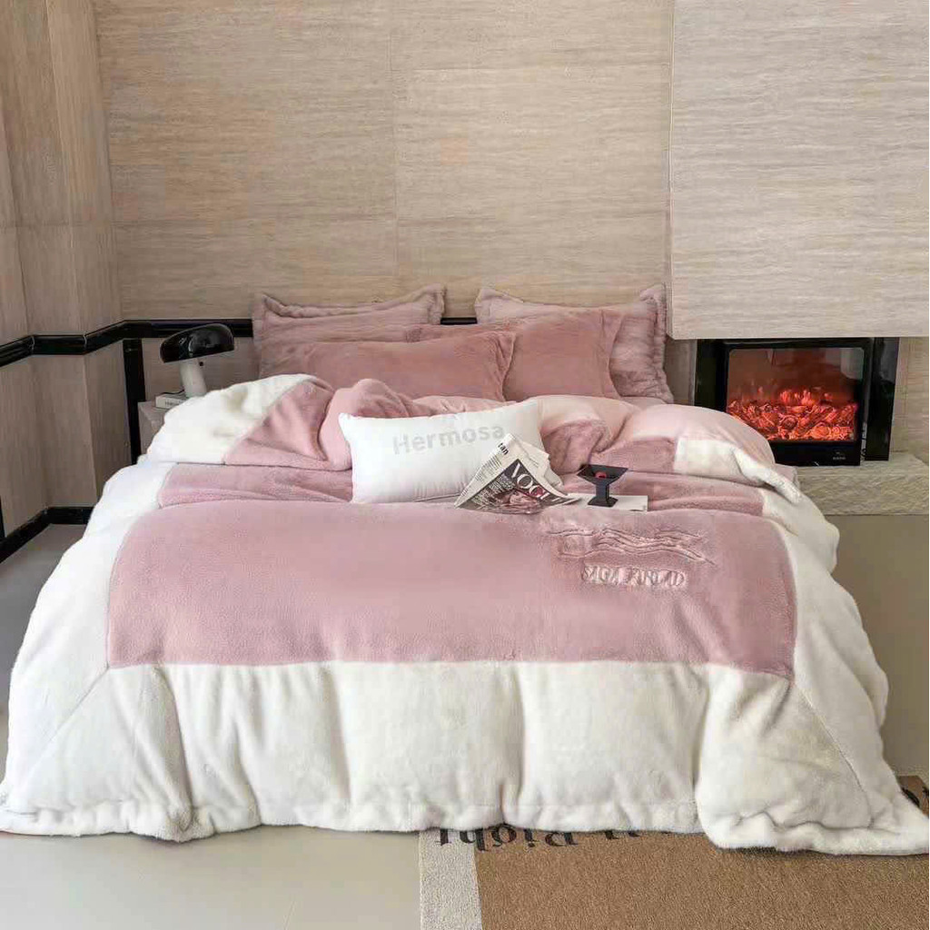 Bộ chăn ga gối nỉ nhung mềm ấm áp MemMinbedding Luxury thiết kế đơn giản sang trọng quý phái - (TỔNG HỢP 18 )