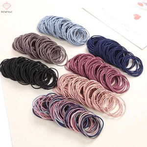 100 Chiếc Nữ Cô Gái Tóc Cao Su Dây Buộc Tóc Dây Co Giãn Tóc Đuôi Ngựa Giá Đỡ Scrunchies Mới