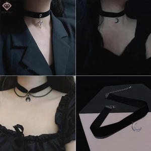 Vòng Cổ Choker Thời Trang Phong Cách Hàn Quốc Dành Cho Nữ Vintage Gothic Xương Đòn Dây Chuyền Mặt Trăng Cô Gái Cổ Trang Sức Phụ Kiện Mới