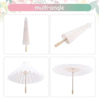 NUSPACE 1 Chiếc Ô Giấy, Đồ Dùng Cưới Trắng Truyền Thống DIY Handmade, Đường Kính Bền 60 / 84cm Trống Tay Cầm Dài Đạo Cụ Chụp Ảnh Cho Tiệc Cưới Kỷ Niệm