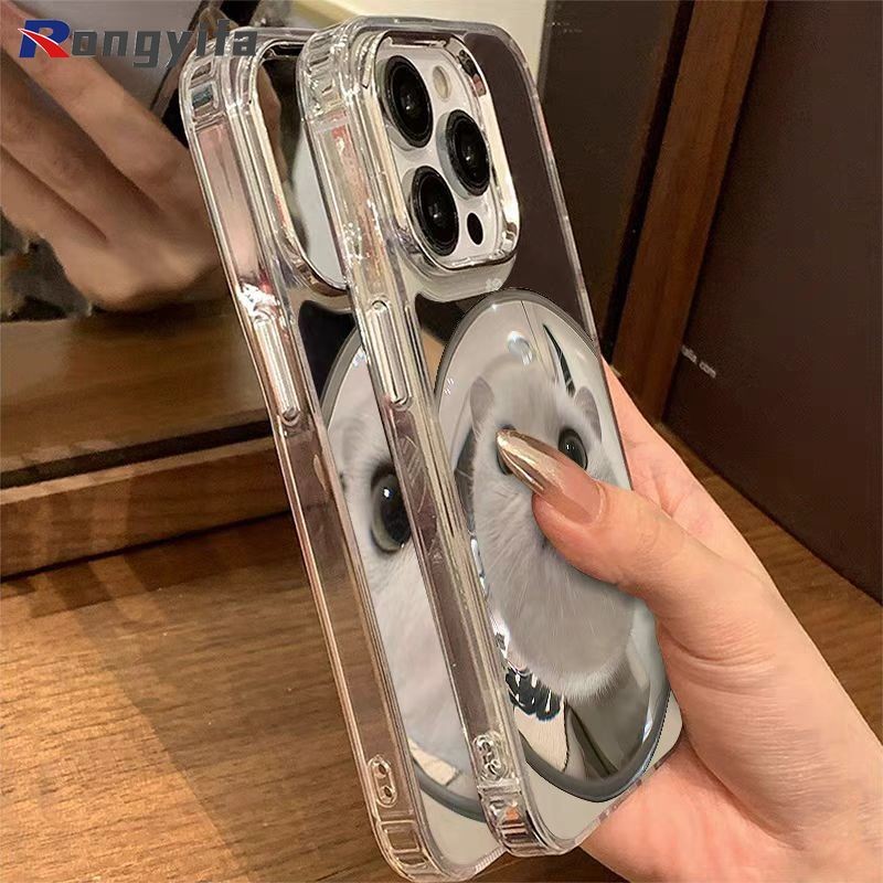 Ốp Điện Thoại Gương Mèo Vui Nhộn Đáng Yêu Cho Tecno Camon 30S 20 Pro 12 Pova 6 Neo Itel S17 P38 A05S A04 S23 Plus A60 A60S 5G 4G Vỏ Cặp Đôi Dễ Thương Chống Rơi Vỏ Chống Sốc