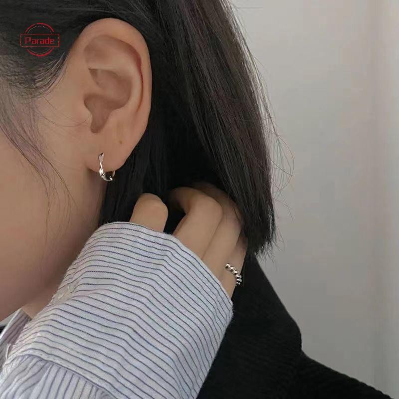 Bông tai vòng vàng xoắn diễu hành dành cho nữ, Vòng tròn dày không gây dị ứng Vintage Twist Earings Big VN