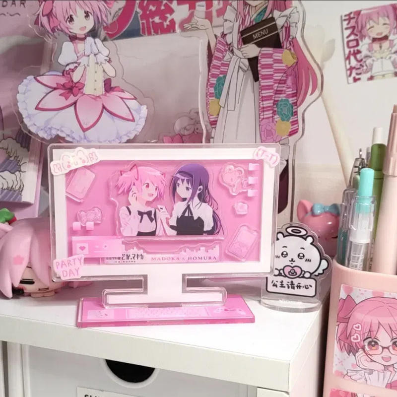 Puella Magi Madoka Magica Màu Hồng Acrylic Display Standww Thiết Kế Đẹp Cho Bạn Bè & Quà Tặng | Hình Anime sưu tập | Hoàn hảo để trưng bày, trang trí phòng ngủ & văn phòng