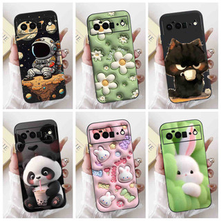 Dành Cho Google Pixel 6 Pro / Pixel 6 Hình Thỏ Gấu Trúc Dễ Thương Họa Tiết Hoạt Hình Vỏ Pixel6 6Pro Vỏ Điện Thoại Silicon Mềm Màu Đen