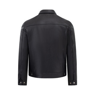 Áo da cừu nam cổ bẻ Collar FTT Leather, áo da thật túi hộp chìm cúc trắng sang trọng lịch sự AD413C