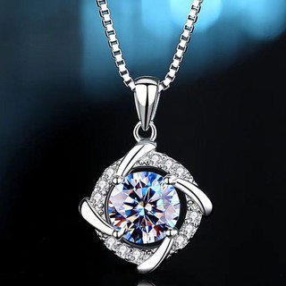 Dây chuyền bạc nữ S925 đính kim cương Moissanite cao cấp tròn cách điệu quà tặng cho nữ Vòng cổ nữ S61