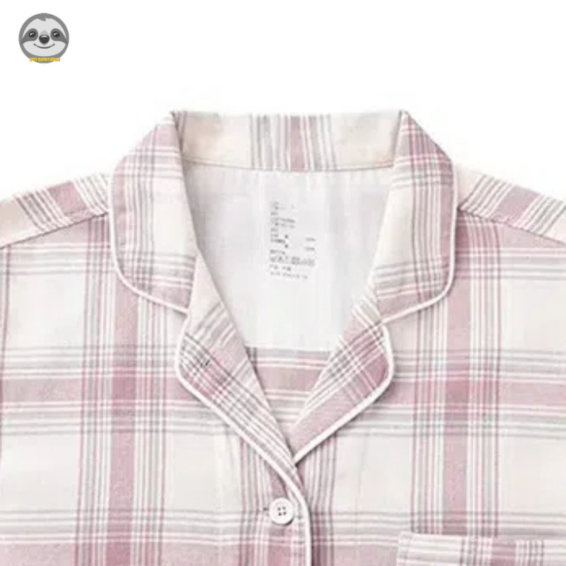 Phong cách Nhật Bản Muji Style / Đồ ngủ ca rô Flannel / Bộ đồ ngủ chải thoải mái ấm áp / Đồ lót mềm liền mạch