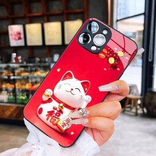 Ốp kính Mèo thần tài may mắn tài lộc iphone 16 15 14 13 12 11 x xs xr 8 7 6 pro max plus mini 6s 6g 7g 8g 6p 7p