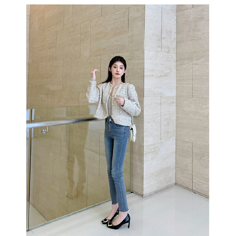 Vuông Khóa Giày Nữ 2025 Mùa Xuân Pháp Retro Nông Miệng Vuông Ngón Chân Stiletto Gót Voi Xám Chuyên Nghiệp Đi Lại Giày Cao Gót