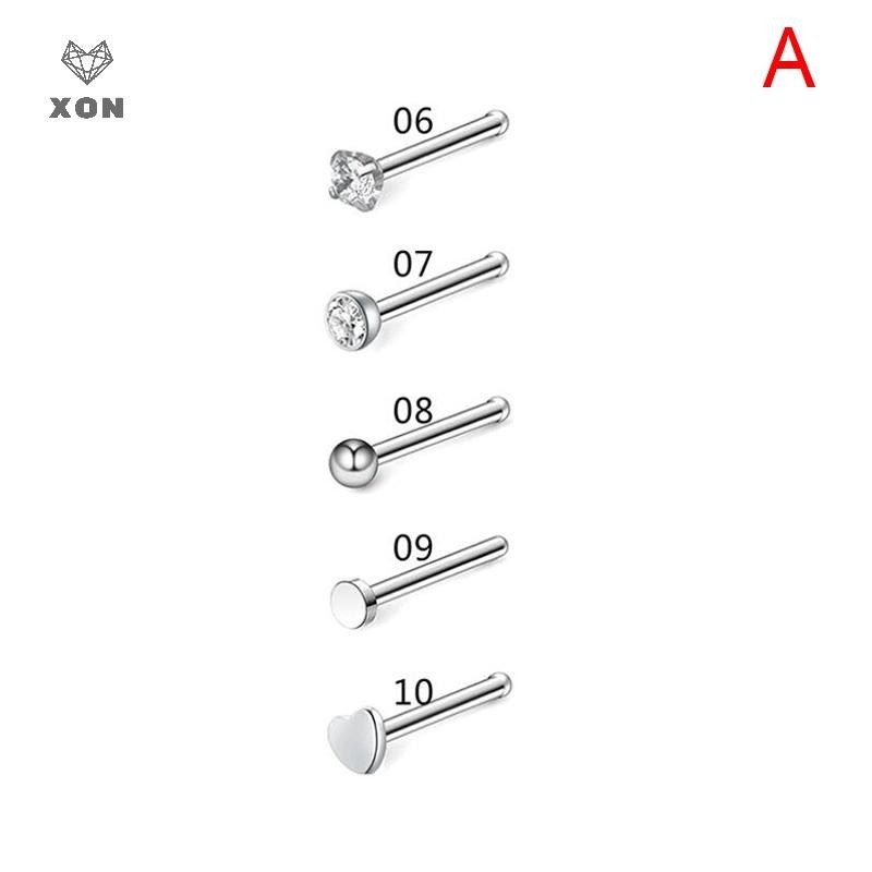 XON Bộ Khuyên Mũi Thẳng / Cong Chữ L Bằng Thép Không Gỉ 20G