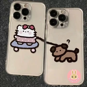 Ốp Điện Thoại Cặp Đôi Mèo Kitty Cho Vivo iQOO 13 12 11 11s 10 9 8 7 5 Pro 3 Neo 10 9 9s 8 Pro Plus 7 6 5 SE 5s 3 Vỏ Trong Suốt Chó Dễ Thương Trong Suốt Chống Rơi Mềm Bao da