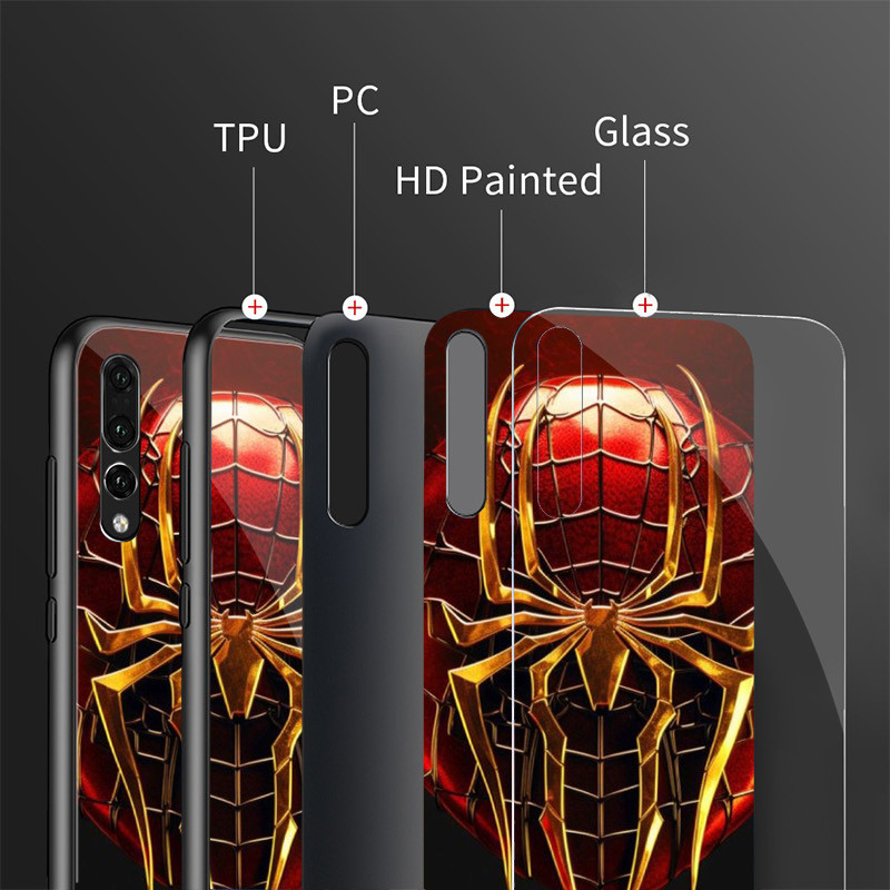 Ốp Điện Thoại Kính Marvel SpiderMan 02 Cho Oppo A54 A74 4G A79 5G A94 A3X Reno 11 12 13 11F 12F 13F 10 8 Cover