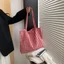Túi Tote Kẻ Sọc OLVIDO, Thiết Kế Thắt Nơ Polyester Túi Đeo Vai, Túi Mua Sắm Dung Tích Lớn Nhẹ Thời Trang Mua Sắm