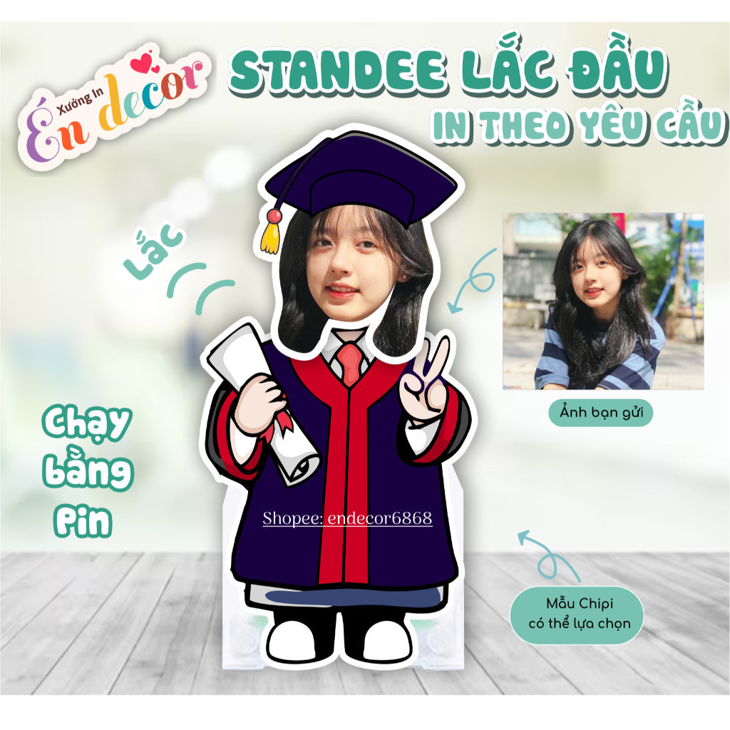 Standee lắc đầu chạy bằng pin cử nhân tốt nghiệp- Sango