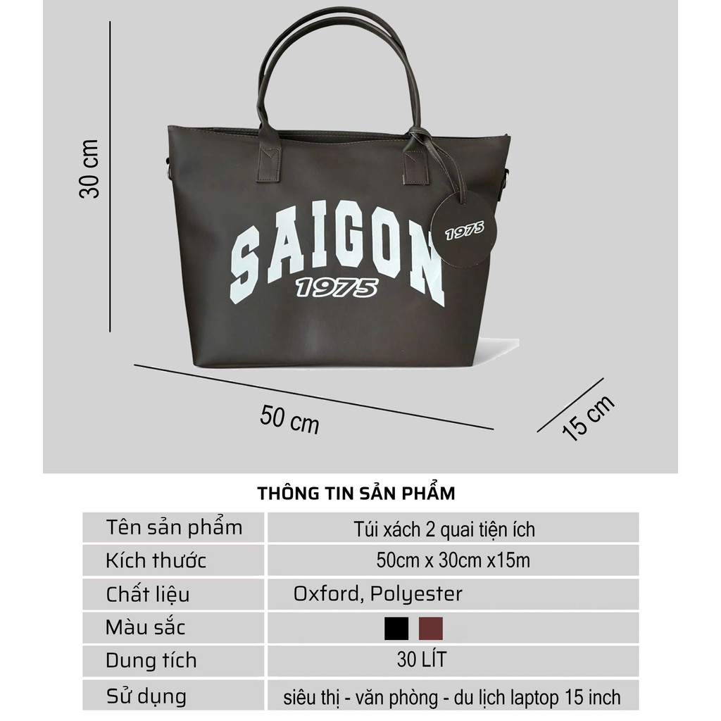 Túi quai xách công sở Size Lớn Sài Gòn 1975 unisex thanh lịch tiện ích [RẺ VÔ ĐỊCH]