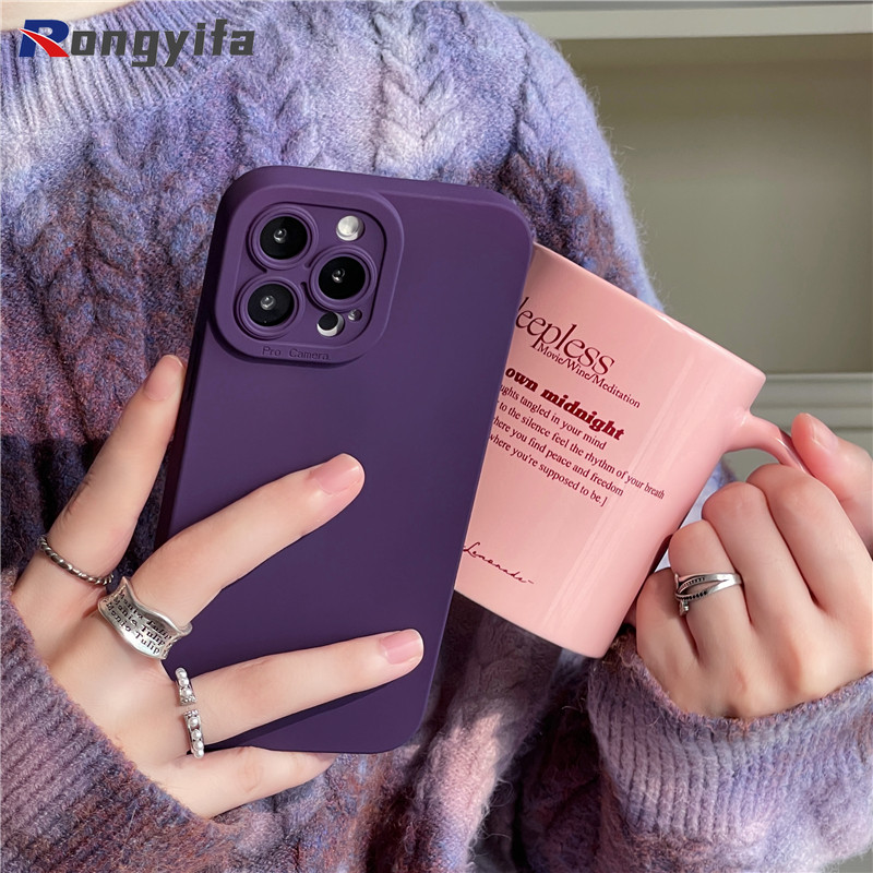 Vỏ Màu Tím Chắc Chắn Cho OPPO A5 A3X A40 A3 Pro A60 A98 A1 A79 A2 Pro A78 A58 A18 A38 A16S A54S A96 A76 A36 A92 A72 A52 5G 4G Đơn Giản Sang Trọng Ốp lưng TPU Mềm Chống Sốc