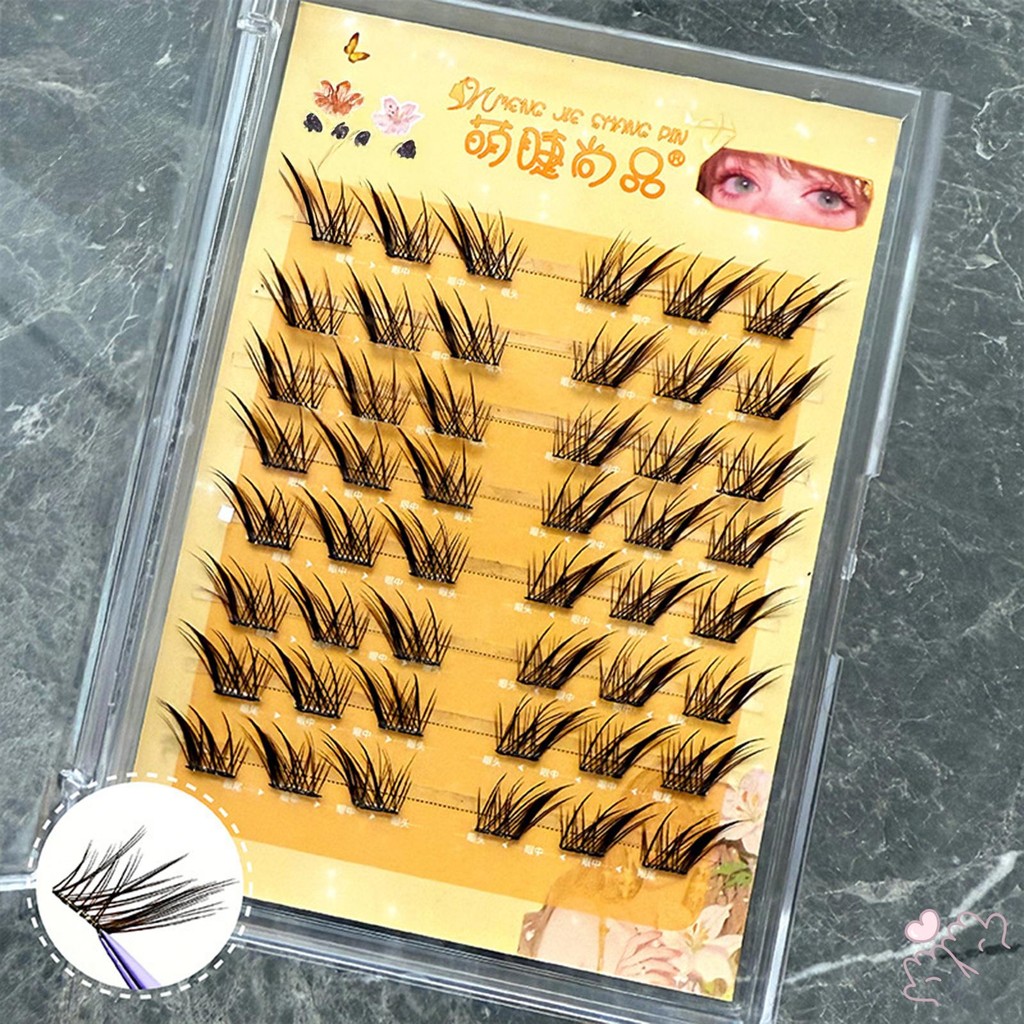 IOIIK 8 hàng-- Cụm mi dán sẵn màu đen Tự nhiên & Wispy Lash Wisps Quà tặng hoàn hảo cho bé gái hoặc nữ