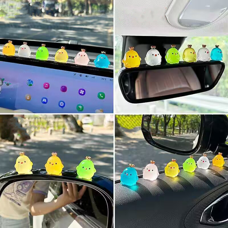 6 Chiếc Vui Nhộn Dạ Quang Thái Gà Con Xe Dash Trang Trí Xe Phía Sau Gương Trang Trí Phụ Kiện Nội Thất Cho Văn Phòng Tại Nhà
