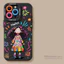 Ốp điện thoại mềm hình cặp đôi Hello Girl + Dây buộc dễ thương cho iPhone 17 16 15 14 13 12 11 Pro Max X Xr XsMax 7 8 Plus SE2020